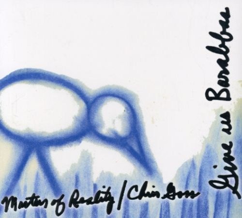 "CD cover art with blue abstract drawing and black handwritten-style text on white background."