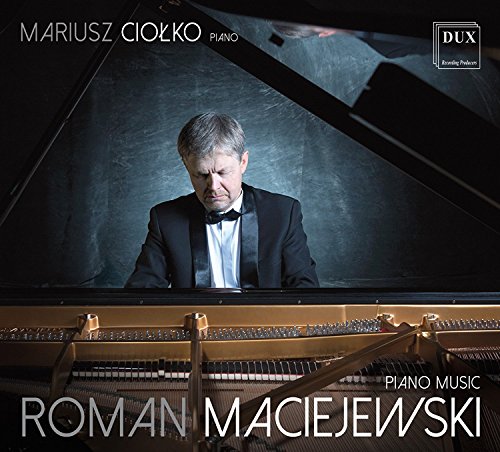 Man in tuxedo playing grand piano, album cover with text and logo.