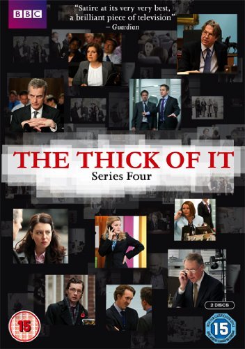 DVD cover for "The Thick of It, Series Four" with character collage.