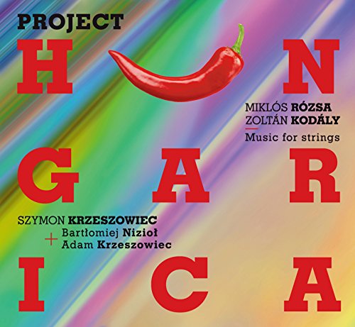 "Album cover with red pepper and large red letters on a multicolored background."