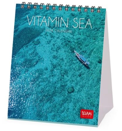 Legami - Table Calendar 2024, 12 Months and Annual Planner 2025, Space for Notes and Notes, Number of the Week, Zodiac Signs and International Holidays, Single Cellophaning, 12x14.5 cm