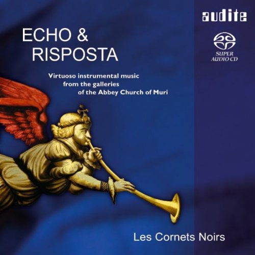 "CD cover with golden angel playing trumpet on blue background, white text."