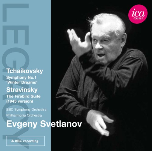 A CD cover featuring a black-and-white photo of a conductor against a blue background.