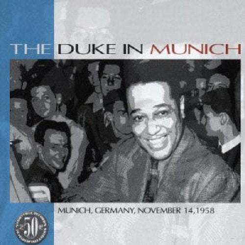 "CD cover with black-and-white photo of Duke Ellington surrounded by a crowd."