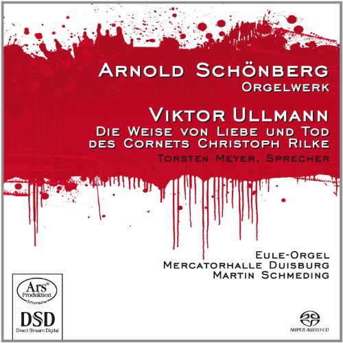 A CD cover with red paint splatters and white text on a white background.