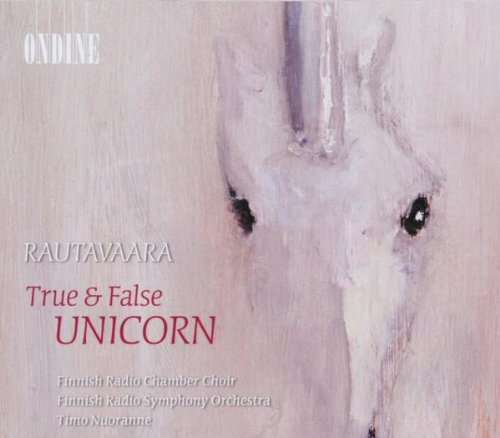 "Album cover featuring a painted white unicorn head on a light background."