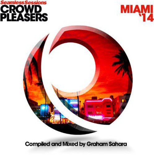 "CD cover with a red circular graphic and cityscape at sunset."