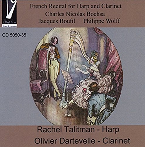 CD cover with illustration of man playing harp, surrounded by dancing women.