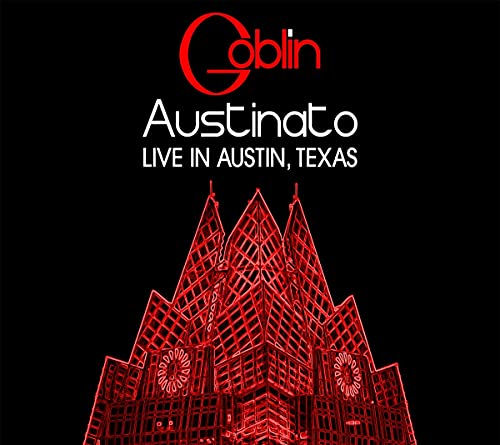 Goblin “Austinato” 2CD album cover with red cityscape on black background.