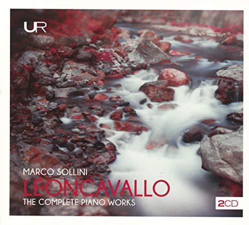 Album cover with red rocks and flowing white water, featuring text "Marco Sollini Leoncavallo".
