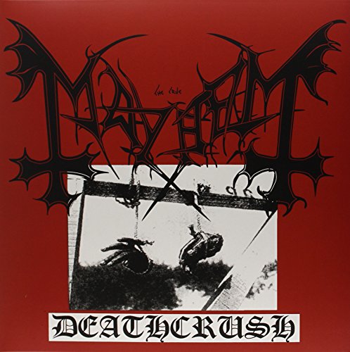 Red album cover with black gothic text and a black-and-white disturbing image.