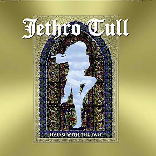 "CD cover with stained glass window and silhouette of a man playing flute."