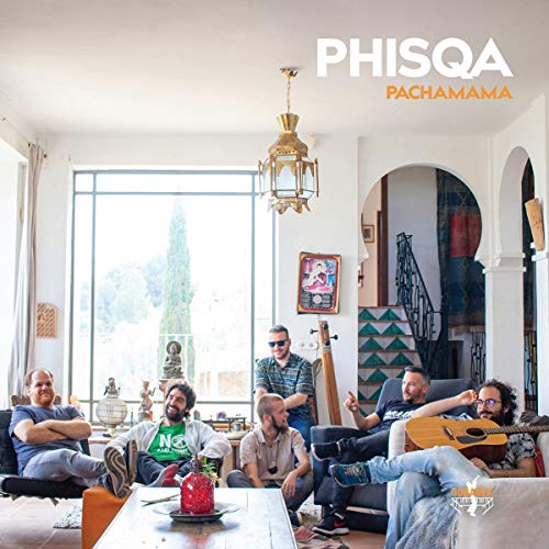 "Album cover: group of men relaxing in a living room, one holding a guitar."
