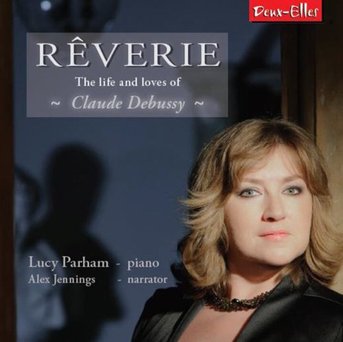 "CD cover featuring a woman, with text 'Rêverie' and 'Claude Debussy'."