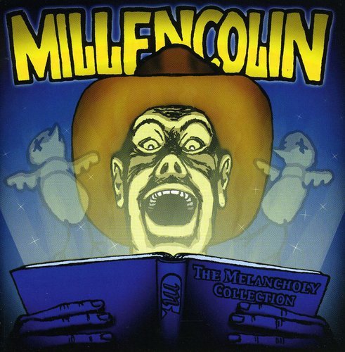 "CD cover art featuring a cartoon man and voodoo dolls, with 'Millencolin' and 'The Melancholy Collection'."