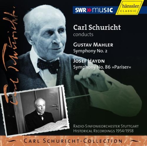 CD cover featuring conductor Carl Schuricht, with two black-and-white photos and text overlay.