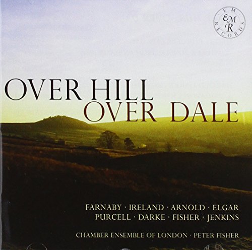 "CD cover with rolling hills and 'Over Hill Over Dale' title in large text."