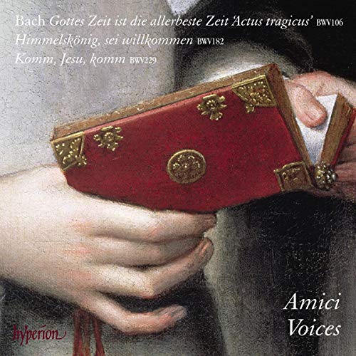 "Album cover with a painting of hands holding a red leather-bound book."