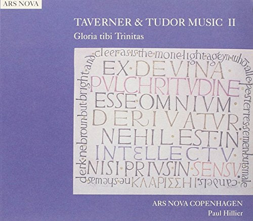 Blue CD cover with medieval text collage and white title text.