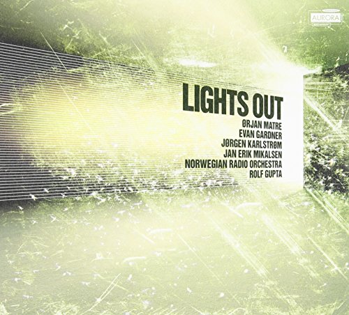 "Album cover with 'Lights Out' title, featuring abstract green and yellow background design."