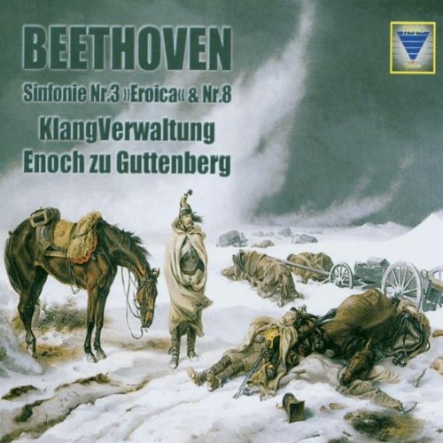 "CD cover featuring a man and horse in a snowy battlefield scene."