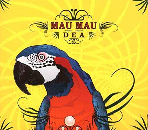 "Album cover featuring a colorful parrot on a yellow background with decorative text."