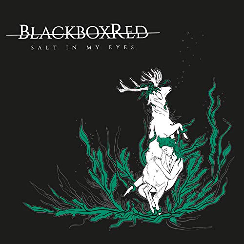 Black album cover with white deer illustration surrounded by green foliage on a black background.