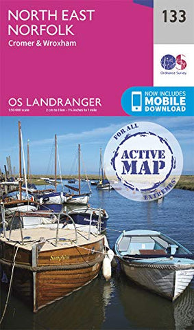 North East Norfolk Map | Weatherproof | Cromer & Wroxham | Ordnance Survey | OS Landranger Active Map 133 | England | Walks | Cycling | Days Out | Maps | Adventure