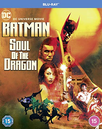 "Blu-ray cover for 'Batman: Soul of the Dragon' featuring Batman and martial arts characters."