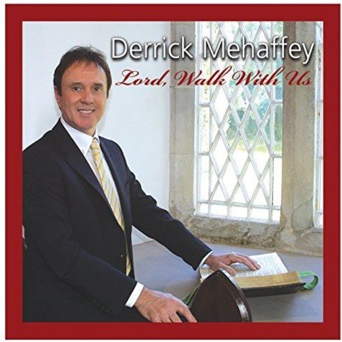 "CD cover featuring Derrick Mehaffey in a suit beside a hymnal and piano."