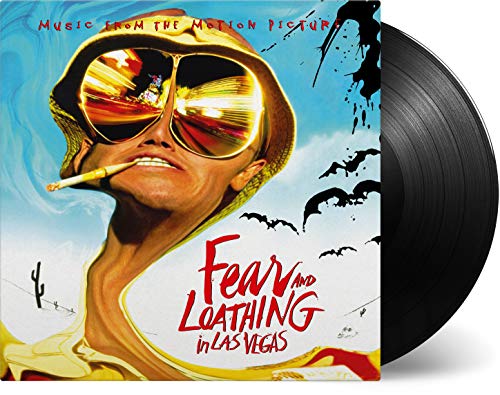 Vinyl record cover featuring a man with sunglasses and a cigarette, surreal background.