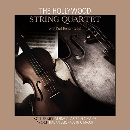 Brown album cover with violins and text "The Hollywood String Quartet".
