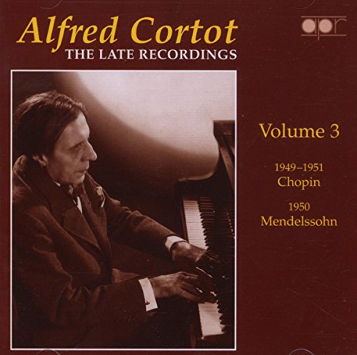 CD cover with Alfred Cortot playing piano, red background, yellow and white text.