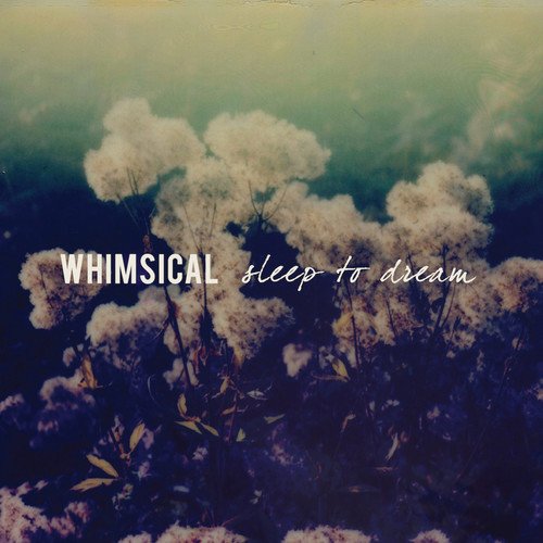 "CD cover with 'Whimsical - Sleep to Dream' text, featuring white flowers against a dark background."