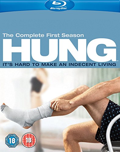 Blue-ray cover for "Hung: Season 1" with man holding another man's foot.