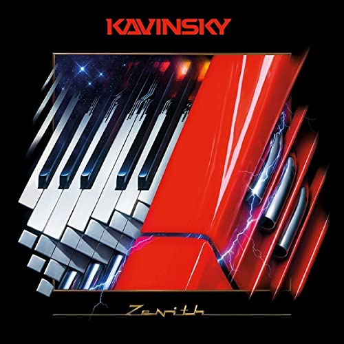 Kavinsky Zenith vinyl album cover with a red and black futuristic design.