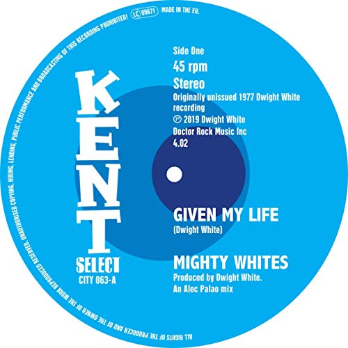 Blue vinyl record label with white text, featuring "KENT SELECT" and song titles.