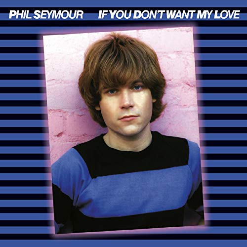 "Album cover with a man in a blue and black striped shirt."