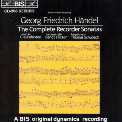 Ericsonpehrssonschuback - Handel: The Complete Recorder Sonatas [CD]