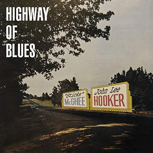 A blues album cover featuring a roadside sign with two artist names.