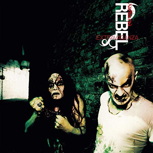 "Album cover with 'Rebel Extravaganza' in red and white text, featuring two men."