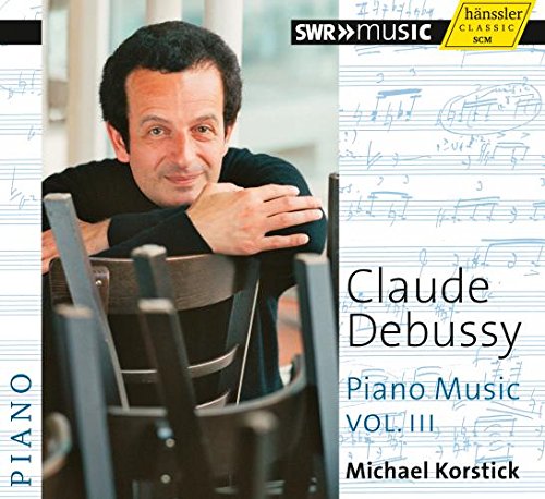 CD cover with pianist Michael Korstick and sheet music background.