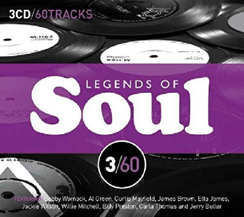 "CD cover with vinyl records and 'Legends of Soul' text on purple background."
