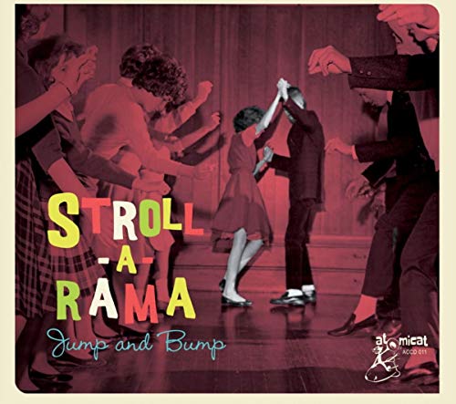 "CD cover with dancing couple and onlookers, red-toned image, multicolored text."