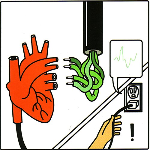 "Cartoon illustration of a heart plugged into an electrical outlet, with a hand reaching for it."