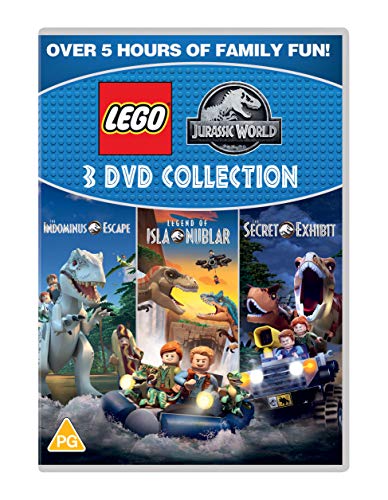 "Lego Jurassic World 3 DVD collection cover featuring animated dinosaurs and characters."