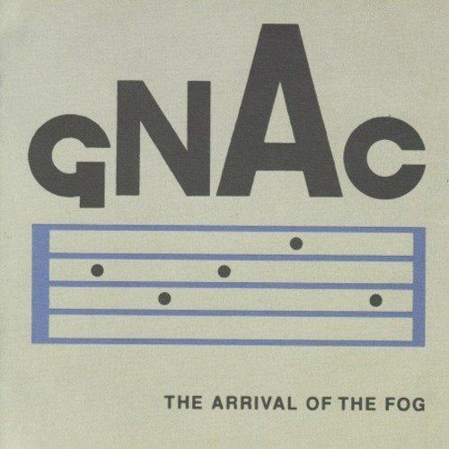 "CD cover with 'GNAc' and 'The Arrival of the Fog' text, blue grid design."