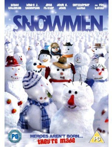 "Snowmen DVD cover featuring a large group of snowmen in a snowy landscape."