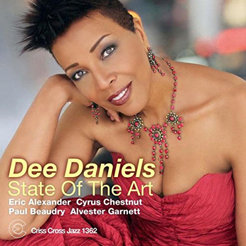 "Album cover featuring Dee Daniels, a woman in a red dress, with text and names listed."
