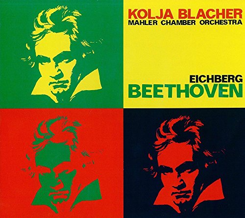 A classical music CD cover featuring Beethoven's portrait in four colorful panels.